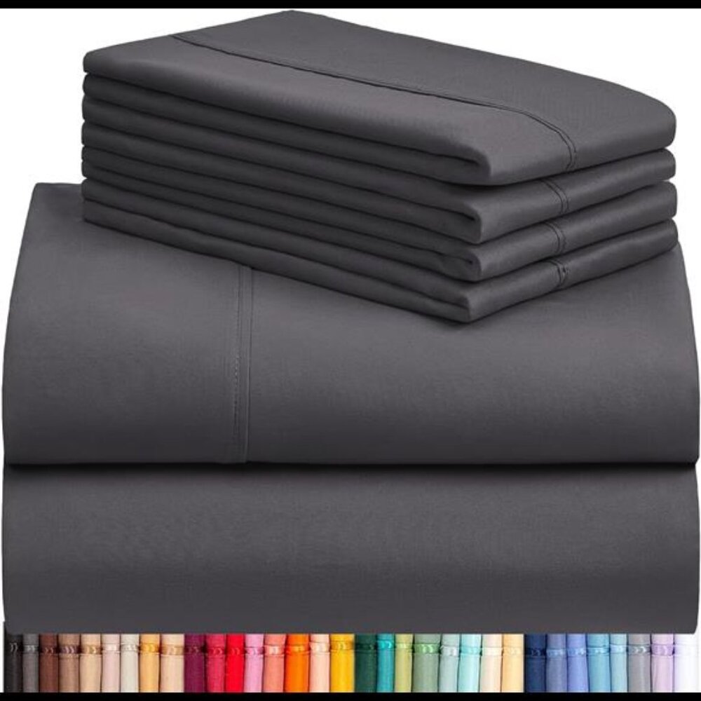 6 PC Queen Sheet Set, Breathable Luxury Bed Sheets,Deep Pockets 18" Eco Friendly